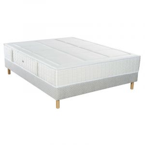 Essenzia Ensemble SPRING 2600 Ferme, Sommier Tradition Graphic et pieds 200x210 STRETCH Ressorts - Blanc
