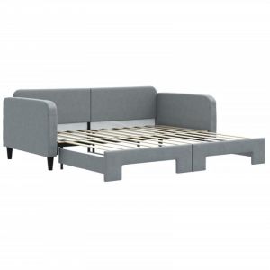 VidaXL Lit de jour avec lit gigogne gris clair 100x200 cm tissu