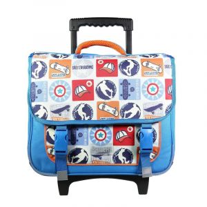 Bagtrotter cartable à roulettes 38 cm phileas bleu skateur
