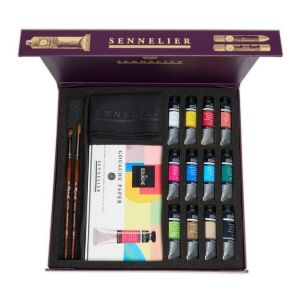Sennelier Gouache extra-fine Coffret carton magn&eacute;tique 12 tubes de 10 ml