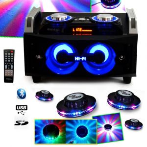 Image de Ibiza Sound Syst&egrave;me portable 120W USB SD FM Bluetooth SPLBOX120 + 4 Effets Ovni ROUNDMAGIC