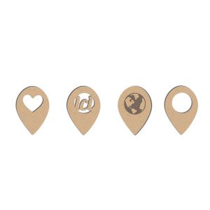 Point de carte « ici » en bois x4 - 1.5 x 1.5 cm