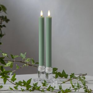 STAR TRADING Bougie LED Flamme Stripe, vert, 25 cm, pile de cire Set de 2 pièces