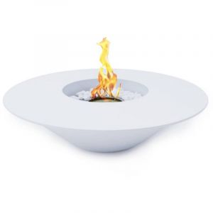 Cheminées au bioéthanol - Divina Fire - Cheminée au bioéthanol design à poser extérieur ronde 60cm Santorini - Blanc