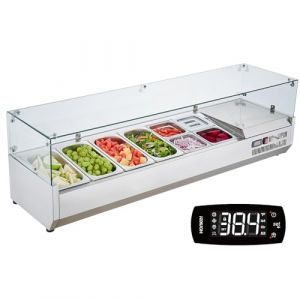 Image de Saladette Réfrigérée à Poser 155 W-VEVOR-Vitrine Réfrigérée pour Pizzeria-Couvercle en PC-pour Ingrédients Cuisine