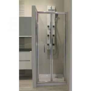 Aqua+ Paroi de douche pliante Ekla - 90 cm - Verre trempé 6 mm