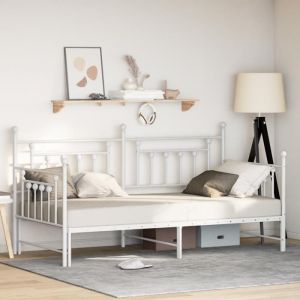 VidaXL Lit daybed avec lit gigogne blanc 90x190 cm en acier