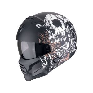 Scorpion Casque jet Exo-Combat 2 Genesis matt black/white/gold- L