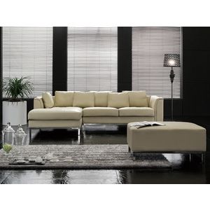 Image de Beliani Canapé d'angle D - canapé avec pouf en cuir beige - sofa Oslo