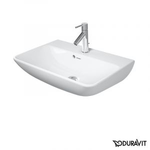 Duravit ME by Starck Lave-mains Compact 60x40cm, 1 trou de robinet, avec trop-plein, avec table de robinet,, Coloris: Blanc avec Wondergliss