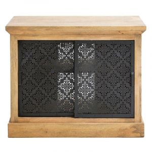 Made In Meubles - Petit meuble sous vasque en bois de manguier Sahara - Bois clair