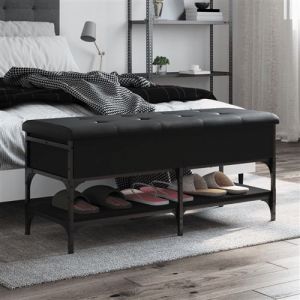 VidaXL Banc à chaussures noir 102x42x45 cm bois d'ingénierie