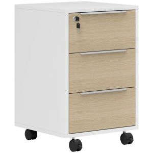 Homcom Caisson de bureau - mobile - 3 tiroirs et serrure - panneau de particules et MDF - 40 x 40 x 635 cm - chêne