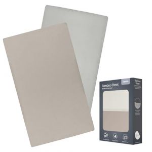 Lionelo Draps-houssesen Bambou 118 x 60 cm, Lot de 2. Drap-Housse pour bébé, Berceau, Voyage, Enfant, matière Naturelle, Respirant, en Bambou