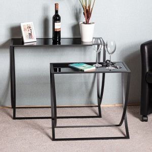 Lot de 2 Tables d'Ap "Anico" 80cm Noir Laqué Prix