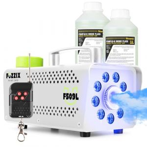 Fuzzix F509LW Pack Machine à Fumée 500 Watts avec 3 LEDs RGB - Blanc, 2L de Liquide, Facile à transporter, Puissante et Compacte