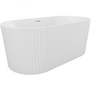 Vente-unique - Baignoire îlot striée en acrylique - Blanc mat - 220L - 150 x 75 x 58 cm - aliena