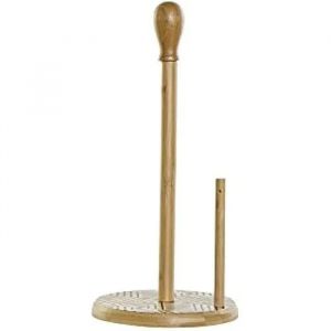 Porte-Rouleau de Papier de Cuisine de la Marque DKD Home Decor Naturel Noir Bambou (16,5 x 16,5 x 35 cm) (Référence : S3026091)