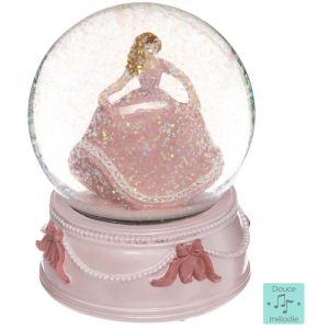 Atmosphera Boule &agrave; Neige Musicale "Princesse" 14cm Rose