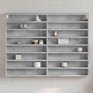 VidaXL Armoire à vitrine gris béton 100x8,5x75 cm bois d’ingénierie