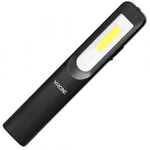 VIRONE WL-2 Lampe Torche Rechargeable pour Atelier LED 3W 200lm + 3W 50lm 1200mAh 3 Modes : 100% + 50% + LED Frontale avec Aimant Clip