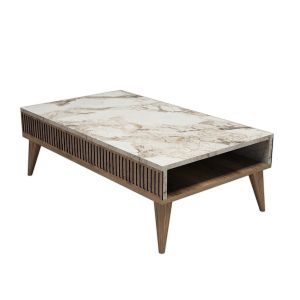 Habitat et Jardin Table basse en bois "Milan" - 105 x 60 x 34 cm - Noyer Blanc