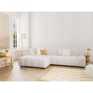Lisa Design - Curtis - canap&eacute; d'angle gauche 4 places sans accoudoir en tissu textur&eacute; - beige