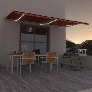VidaXL Auvent manuel rétractable avec LED 600x300 cm Orange et marron