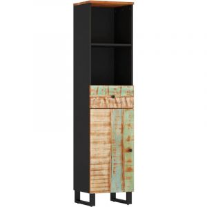 VidaXL Armoire de Salle de Bain, Colonne de Toilette avec Tiroir et Compartiment, Meuble de Rangement Int&eacute;rieur, Bois Massif R&eacute;cup&eacute;ration