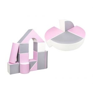 Set de 15 blocs en mousse le jeu blanc rose gris