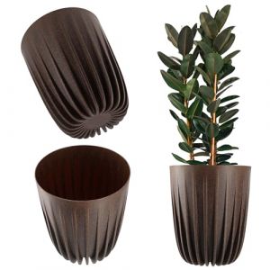 Cache-Pot Eco + Insert Marron 14,5x17cm - Kadax