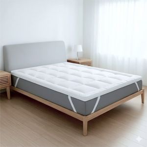 The White Stone Surmatelas 140 x 190 cm Rembourrage 800 g/m&sup2; en Billes de Ouate avec Housse en Microfibre Respirante