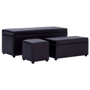 Image de VidaXL Bancs avec repose-pieds 3 pcs Marron Similicuir