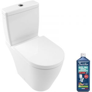 Villeroy & Boch Wc à poser sans bride Avento avec abattant frein de chute déclipsable, Avec nettoyant