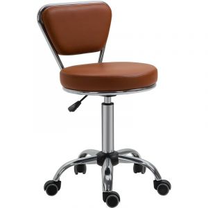 Image de Homcom Tabouret de massage Vintage - tabouret de travail pivotant 360° - hauteur assise réglable 49-64 cm - revêtement synthétique marron métal chromé