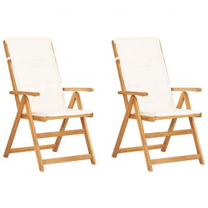 VidaXL Chaises inclinables de jardin 2 pcs Marron Bois solide d'acacia - Brun
