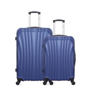 Hero Lot de 2 valises grand format et weekend ABS MOSCOU - Bleu Marine