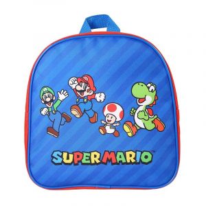 Bagtrotter - super mario - sac à dos scolaire goûter 24 cm - rouge et bleu -