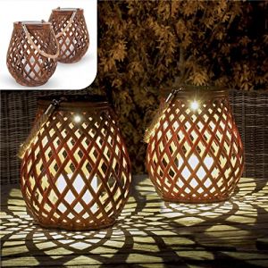 Gadgy Solar Lantaarn Basket - Tuinlantaarn set van 2 - Tafellamp voor Binnen en Buiten - Solar Tuinverlichting op Zonneenergie - Led Buitenverlichting met dag/nacht Sensor - Hanglamp - 21CM Hoog