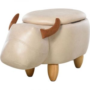 Homcom Pouf coffre de rangement 2 en 62x35x36cm Crème