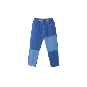 Kickers Jean droit patchwork unisexe denim bleu en coton