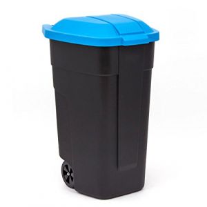 Curver Poubelle &agrave; roulettes Noir/Bleu 110 l