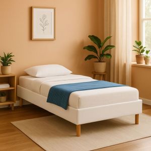 Mina - Solide et Confortable Sommier Tapissier Blanc + Pieds en 20 cm pour matelas en 90x200 - 13 Lattes - Montage Rapide et Facile - revetement