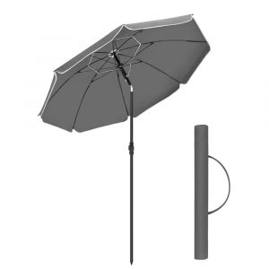 Songmics Parasol de 200 cm hauteur réglable avec sac de transport gris