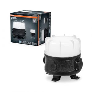 Osram Projecteur de travail LED VAL 360 2XSOK, gris foncé/noir, 30W, 3000lm, couleur de lumière blanc froid, projecteur de travail 360° avec deux prises intégrées, éclairage 360°, IP54, 6500K.