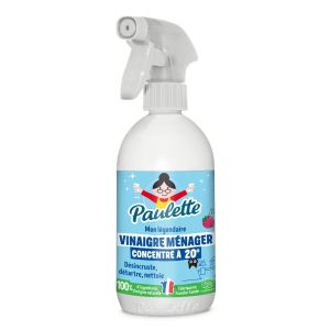Paulette Vinaigre Ménager 20° ultra concentré Framboise - Nettoyant Multi-Surfaces Ecocert - Fabriqué en France - 500 ml