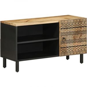VidaXL Meuble tv noir 80x33,5x46 cm bois massif manguier brut