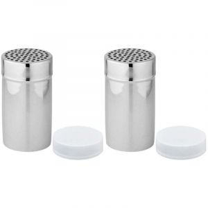 Image de Fackelmann Ensemble de 2 Saupoudreuses &agrave; sucre glace et cacao en acier inoxydable avec couvercle 13 cm Divers