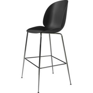 Gubi Chaise de Bar Beetle - noir - noir chrome - 73 cm