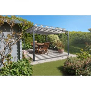 Pergola bioclimatique autoport&eacute;e BAHIA 3x3m Beige
